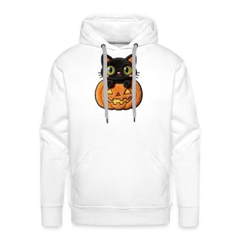 Kawaii Halloween Cat Gift for Spooky Season - Men's Premium Hoodie - white - Front - Liam (192cm)