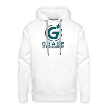 GUAGE Get Up and Grind Everyday  - Men's Premium Hoodie - white - Front - Liam (192cm)