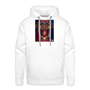Alpha & Omega Crest Shield - Men's Premium Hoodie - white - Front - Liam (192cm)