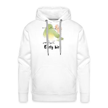 Watercolor Green Bird with Peach Tail early bird - Men's Premium Hoodie - white - Front - Liam (192cm)