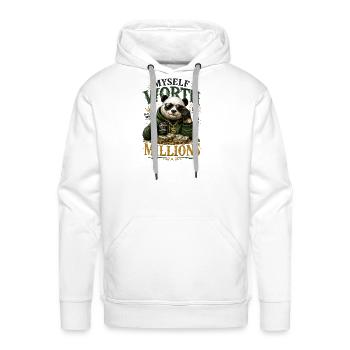 Myself Worth Millions Panda - Men's Premium Hoodie - white - Front - Liam (192cm)