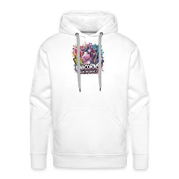  Unicorns Rock My World Rainbow Graffiti - Men's Premium Hoodie - white - Front - Liam (192cm)