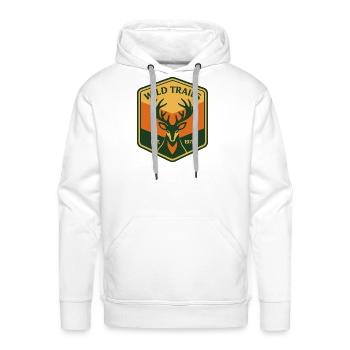 Wild Trails Deer Crest Patch - Men's Premium Hoodie - white - Front - Liam (192cm)