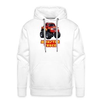 Pixel Monster Truck Flame Dash - Men's Premium Hoodie - white - Front - Liam (192cm)