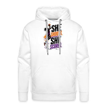 She Shoots She Scores Women's Basketball design - Men's Premium Hoodie - white - Front - Liam (192cm)