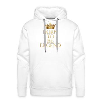 Born to Be Legend Crown Tee - Men's Premium Hoodie - white - Front - Liam (192cm)