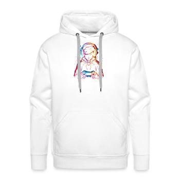 Gamer Synthwave - Men's Premium Hoodie - white - Front - Liam (192cm)