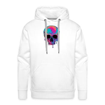 Neon Edgy Dark Skull - Melting Neon Skull Design - Men's Premium Hoodie - white - Front - Liam (192cm)