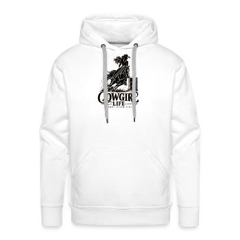 Minimalist Barrel Racer Girl Cowgirl Life Horse - Men's Premium Hoodie - white - Front - Liam (192cm)