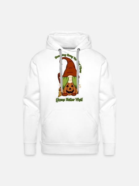 Gnome-O-Ween Pumpkin Witch Pun - Men's Premium Hoodie - white