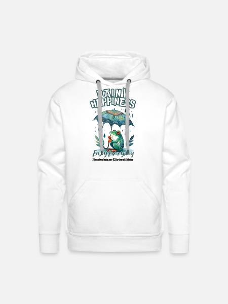 Frog with Umbrella facing a Rainy Day - Men's Premium Hoodie - white