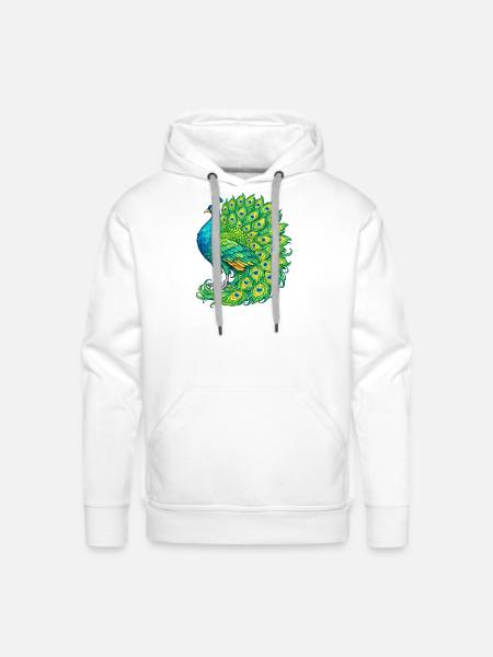 Vivid Peacock Cascade - Men's Premium Hoodie - white