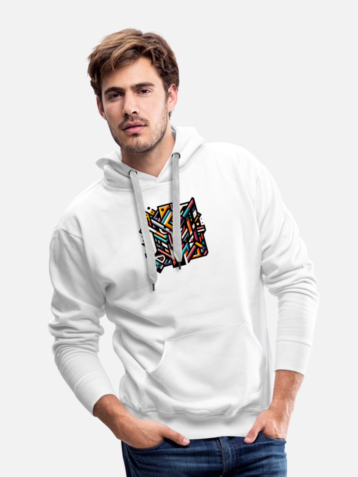 Abstract Geometric Tech Art - Men's Premium Hoodie - white - Front - Liam (192cm)