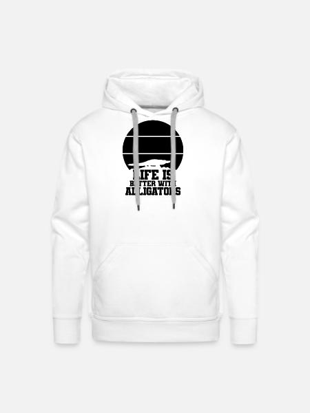 Alligator Silhouette - Men's Premium Hoodie - white