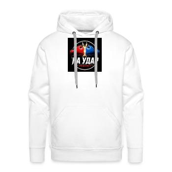 ON STRIKE Podcast - Men's Premium Hoodie - white - Front - Liam (192cm)