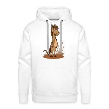horse standing disgust and bord - Men's Premium Hoodie - white - Front - Liam (192cm)