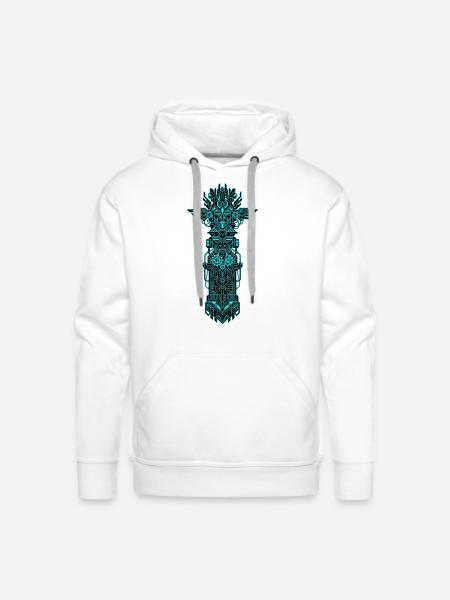 Neon Circuit Totem - Men's Premium Hoodie - white