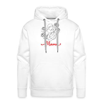 Mama Script Heart Flourish Emblem - Men's Premium Hoodie - white - Front - Liam (192cm)