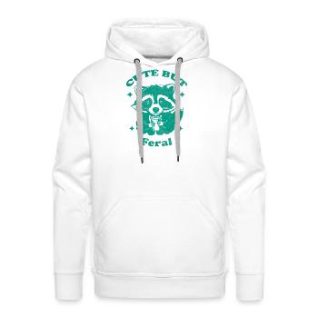 Funny Cute but feral Raccoon  - Men's Premium Hoodie - white - Front - Liam (192cm)