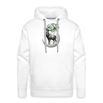 Luminous Forest Stag on Moon - Men's Premium Hoodie - white - Front - Liam (192cm)