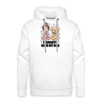 Namaste with My Dog - Men's Premium Hoodie - white - Front - Liam (192cm)