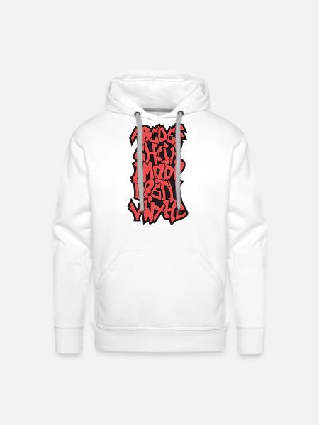 cool alphabet in gravity font - Men's Premium Hoodie - white