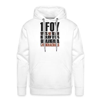 Stacked Shadow Typography Tee - Men's Premium Hoodie - white - Front - Liam (192cm)