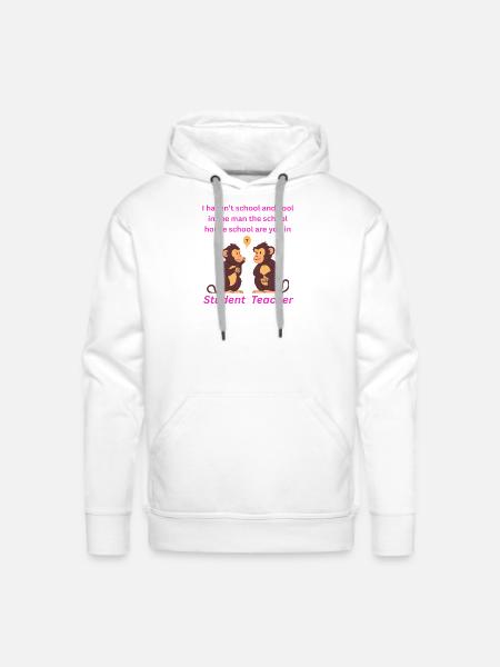 Student Teacher Monkeys - Men's Premium Hoodie - white