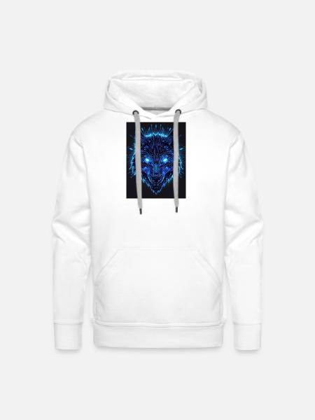 Neon Circuit Wolf - Men's Premium Hoodie - white