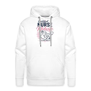 Certified Nurse Midwife Floral Line Art T-Shirt |  - Men's Premium Hoodie - white - Front - Liam (192cm)