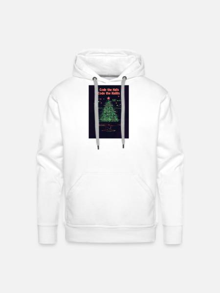 Code the Halls Pixel Christmas - Men's Premium Hoodie - white