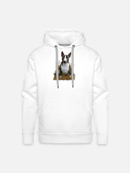 Bull Terrier in Golden Grass - Men's Premium Hoodie - white
