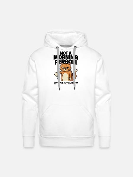 Grumpy Cat Coffee Pour - Men's Premium Hoodie - white