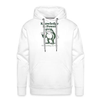 Knowledge Is Power Frog Reading - Men's Premium Hoodie - white - Front - Liam (192cm)