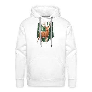 GEOMETRIC GUARDIAN: FOREST STAG - Men's Premium Hoodie - white - Front - Liam (192cm)