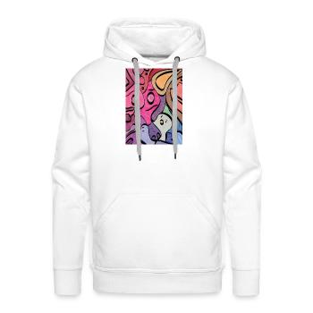 Kaleidoscopic Faces Graffiti - Men's Premium Hoodie - white - Front - Liam (192cm)