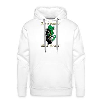 Ride Hard Lizard Moto - Men's Premium Hoodie - white - Front - Liam (192cm)