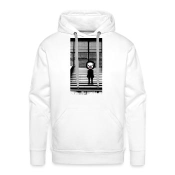 Cute Pug in Hoodie Standing on the Steps - Street - Men's Premium Hoodie - white - Front - Liam (192cm)