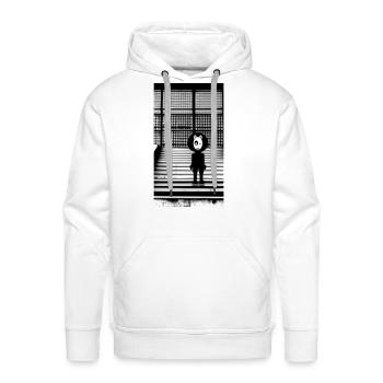 Dog in Hoodie Standing on the Steps - Street Art - Men's Premium Hoodie - white - Front - Liam (192cm)
