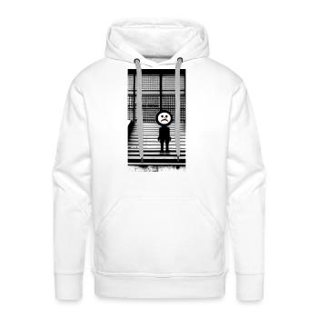 Sad Snowman in Hoodie Standing on the Steps Street - Men's Premium Hoodie - white - Front - Liam (192cm)