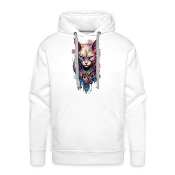 Futuristic cyber cat - Men's Premium Hoodie - white - Front - Liam (192cm)