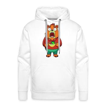 Disgusted Bear with Food in Mouth - Men's Premium Hoodie - white - Front - Liam (192cm)