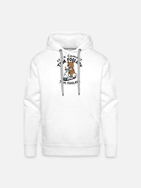Cute Bear Riding Scooter Illustration - Men's Premium Hoodie - white