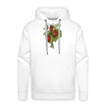 Strawberry Leaf Botanical Illustration - Men's Premium Hoodie - white - Front - Liam (192cm)