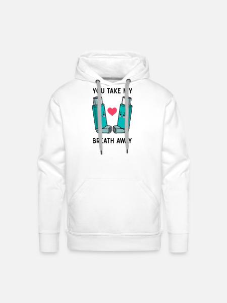 Funny Asthma Inhalers Love T-Shirt - Men's Premium Hoodie - white