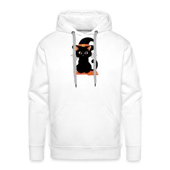 halloween vibes black cat with hat - Men's Premium Hoodie - white - Front - Liam (192cm)