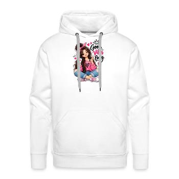 Cute girl with Coffee  - Men's Premium Hoodie - white - Front - Liam (192cm)