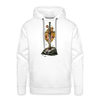 Flamebound Blade and Roses - Men's Premium Hoodie - white - Front - Liam (192cm)