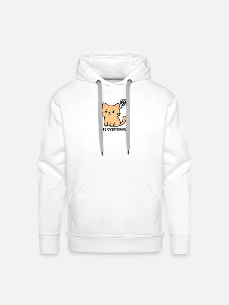 Cute Overthinker Cat - Men's Premium Hoodie - white