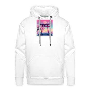Moonlit Torii Sakura - Men's Premium Hoodie - white - Front - Liam (192cm)